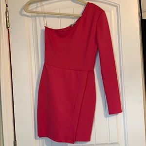 Hot pink one shoulder bodycon dress